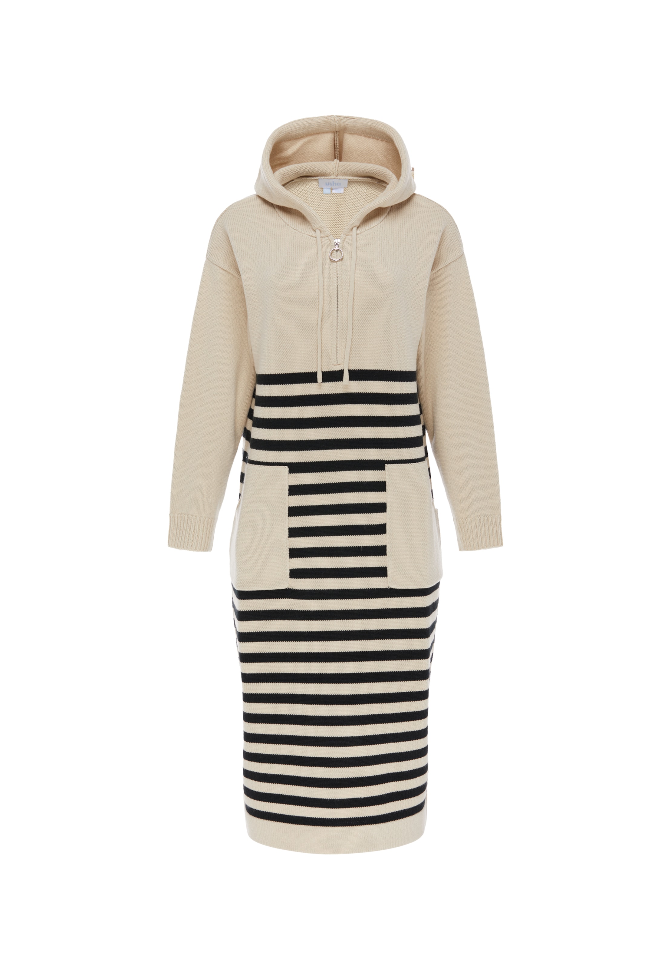 usha BLUE LABEL Knitted dress in XS-S in Beige / Black, Item view