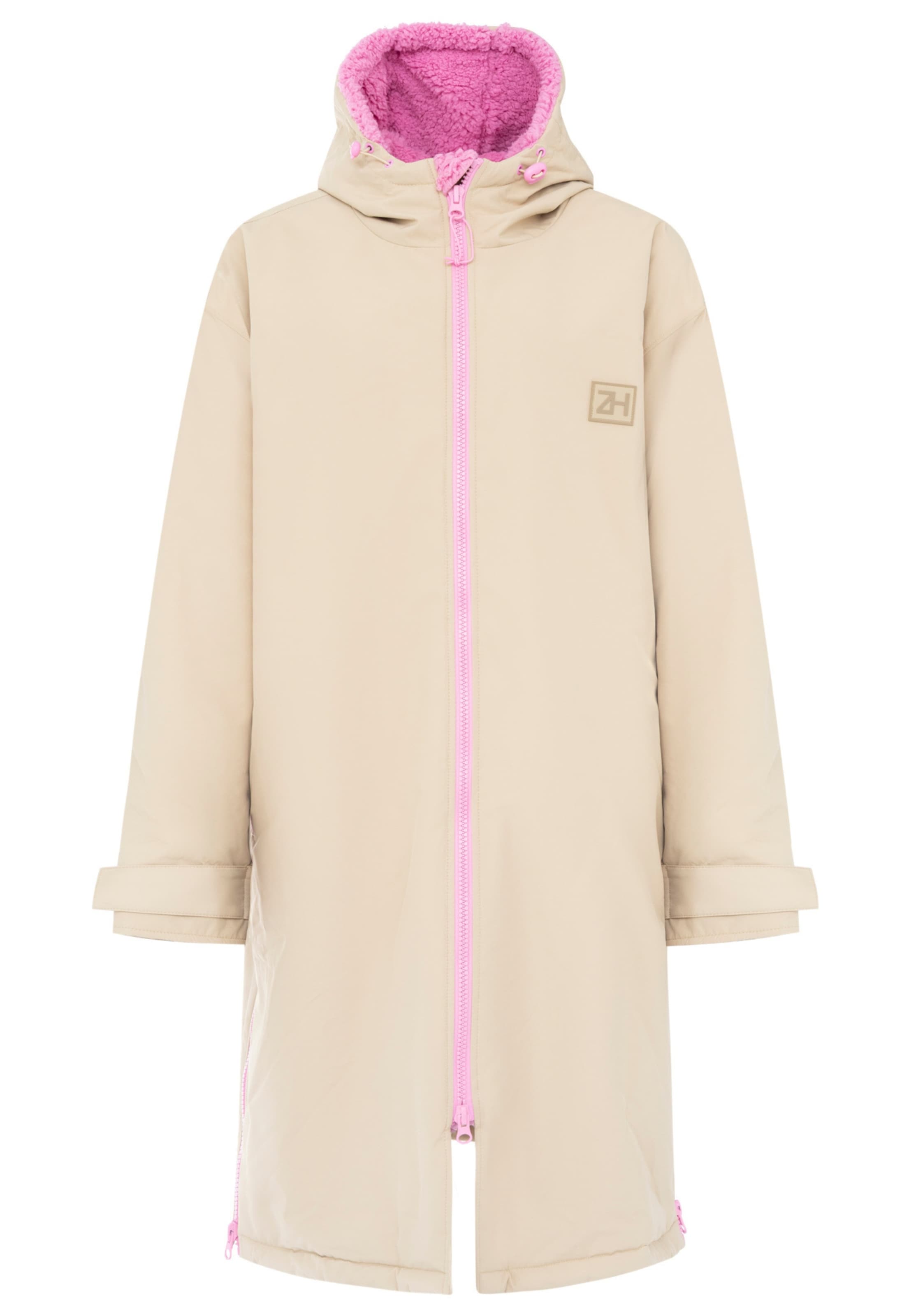 Zwillingsherz Wintermantel in Beige: voorkant