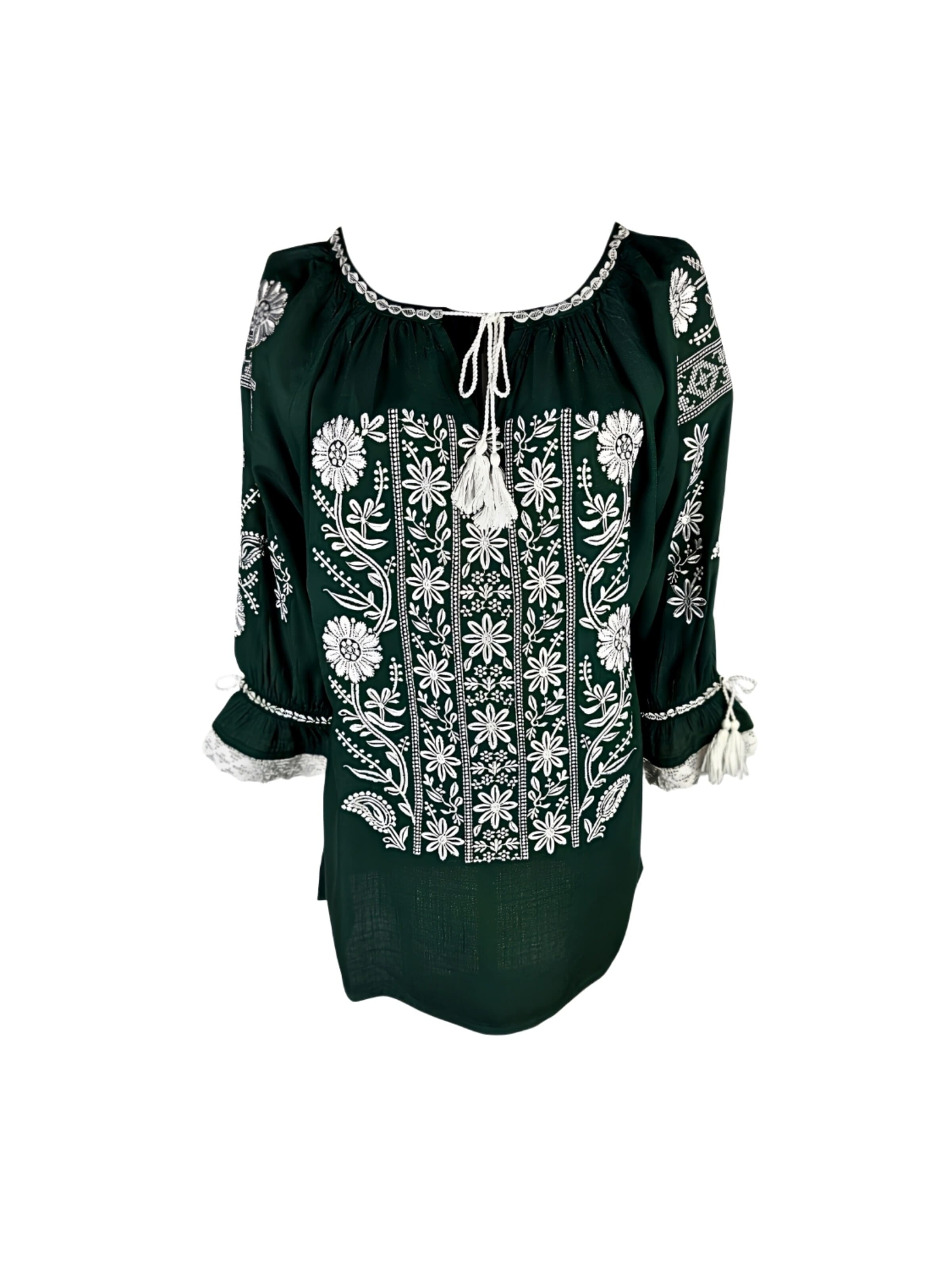 Rody’s foreverDirndl bluza 'Damenbluse IL26 grün/weiß , marimea XL' - zelena boja: prednji dio