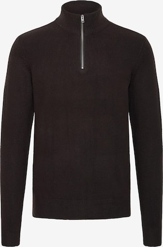 Casual Friday Sweater ' CFHEINE halfzip ' in Black: front