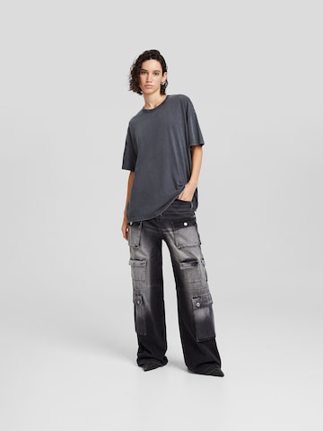 Bershka Wide Leg Cargofarkut värissä musta