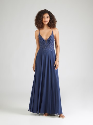 Rochie de seară de la mascara pe albastru: față