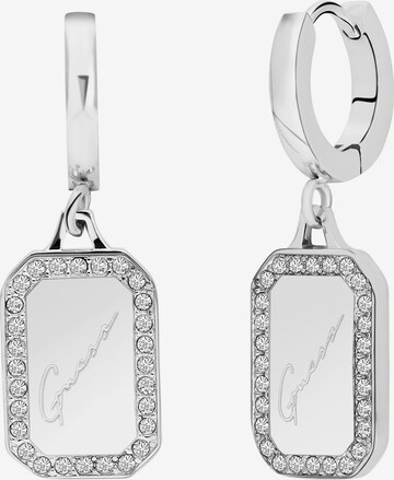 GUESS Earrings 'Crystal Tag' in Silver: front
