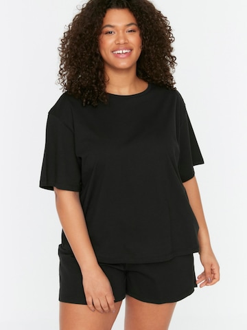 Trendyol Curve - Pijama de pantalón corto en negro: frente