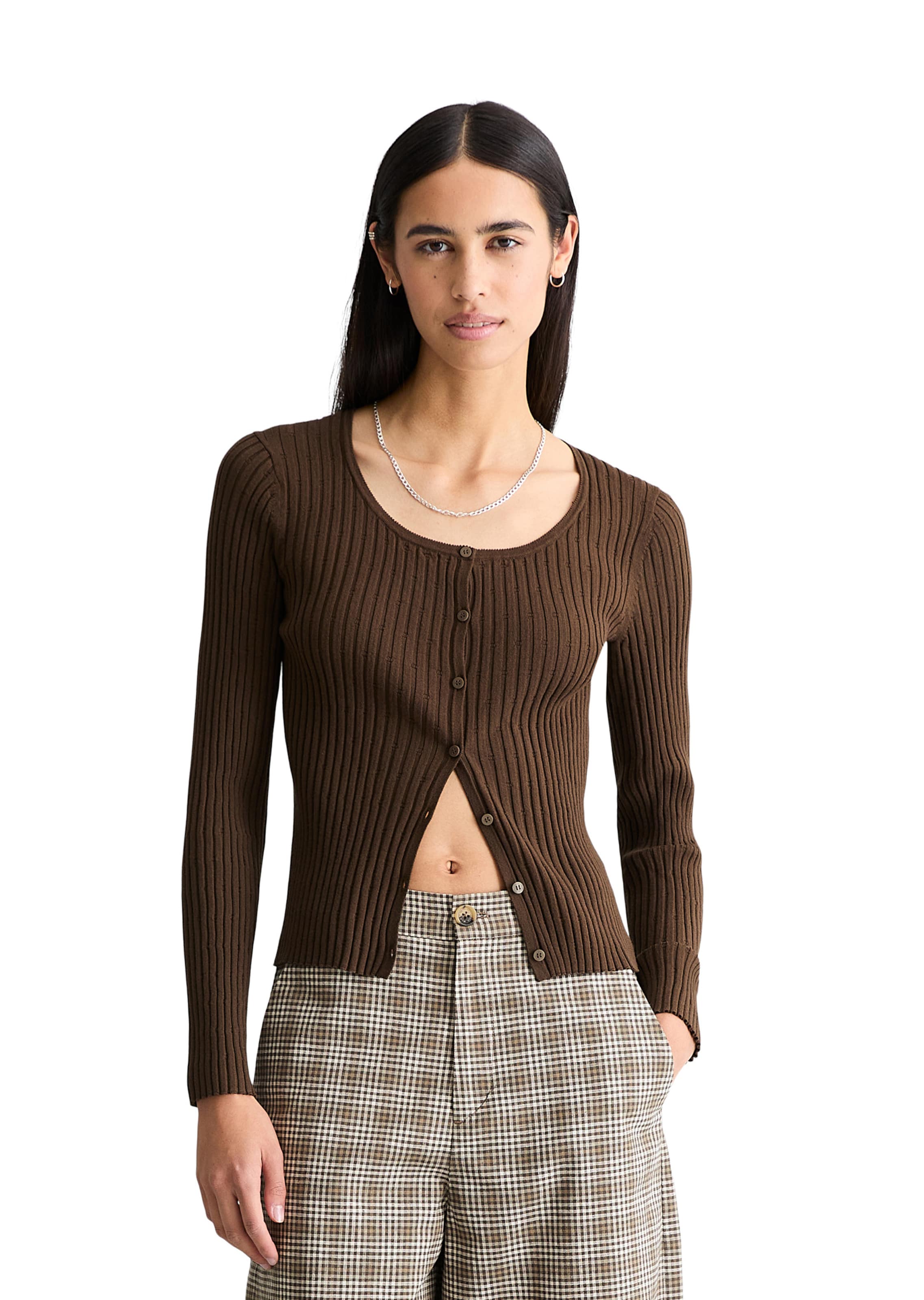 Marc O'Polo DENIM Gebreid vest in Bruin: voorkant