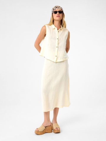 DIMI Skirt 'Damen-Leinen-Midirock' in Beige: front