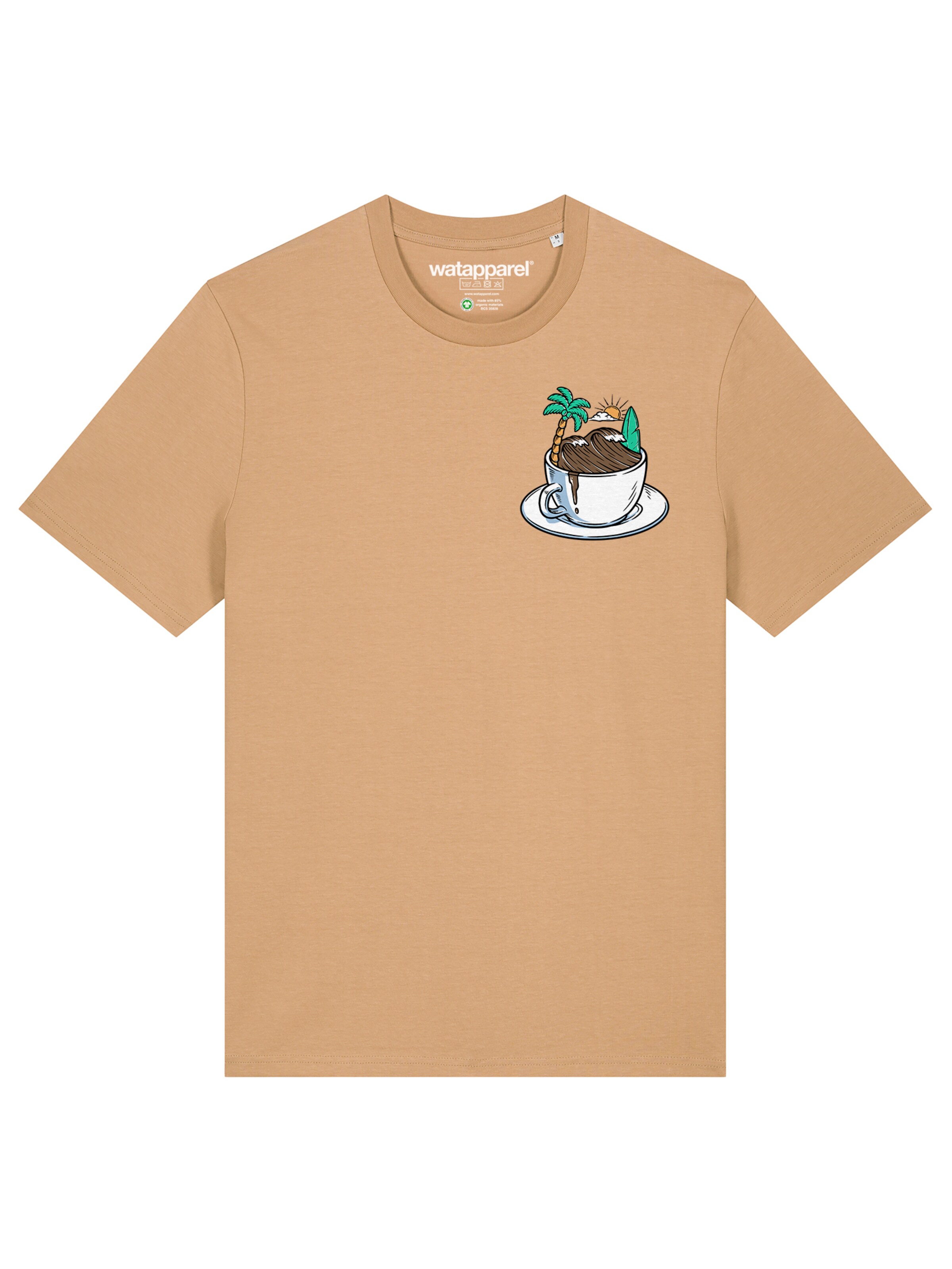 Watapparel Shirt 'Coffee Waves' in Beige: voorkant