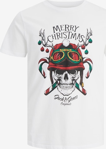 T-Shirt 'CLAUS' JACK & JONES en blanc : devant