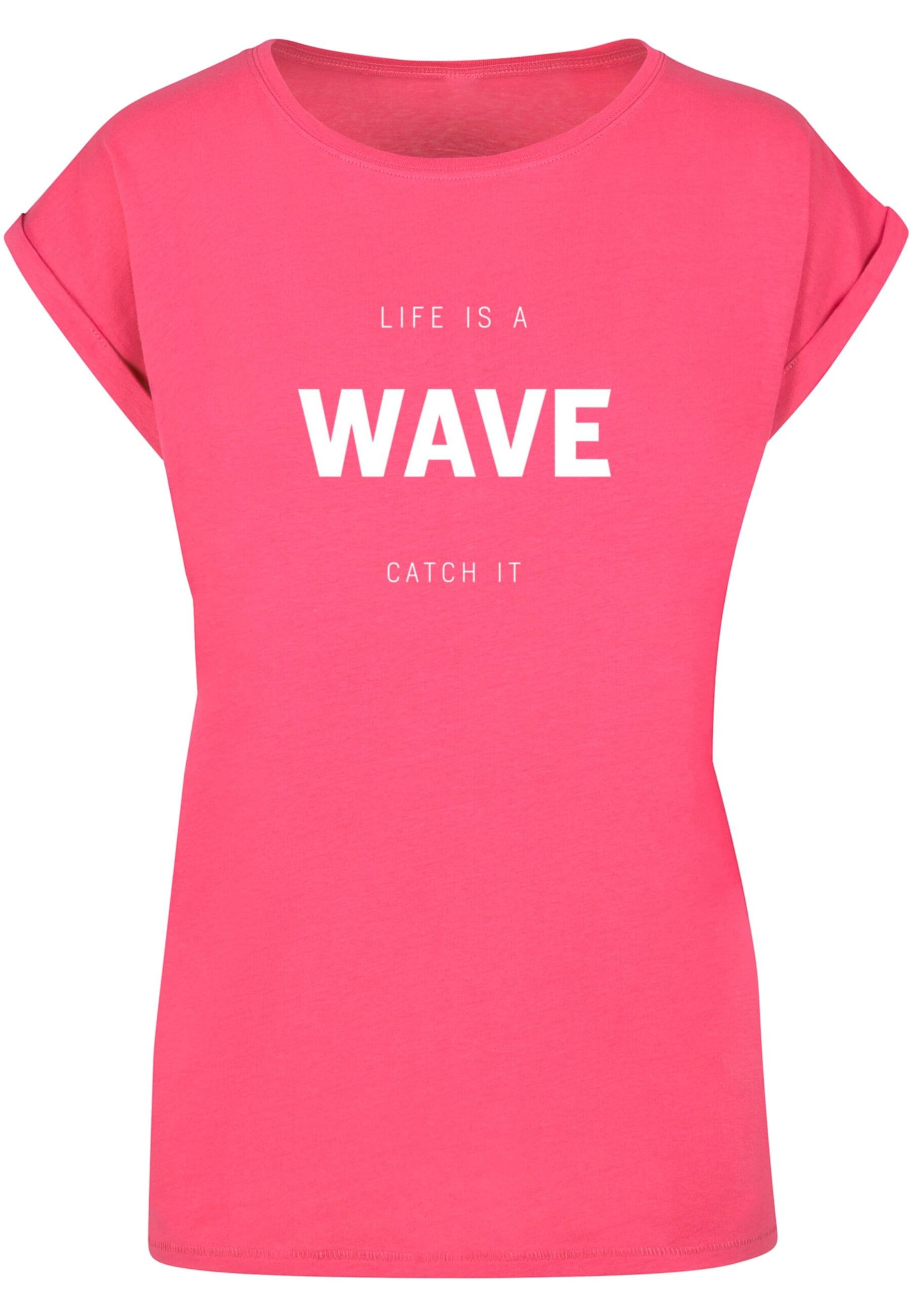 Merchcode Shirt 'Summer - Life Is A Wave' in Roze: voorkant