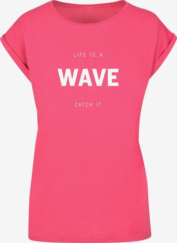 Merchcode Shirt 'Summer - Life Is A Wave' in Pink: front