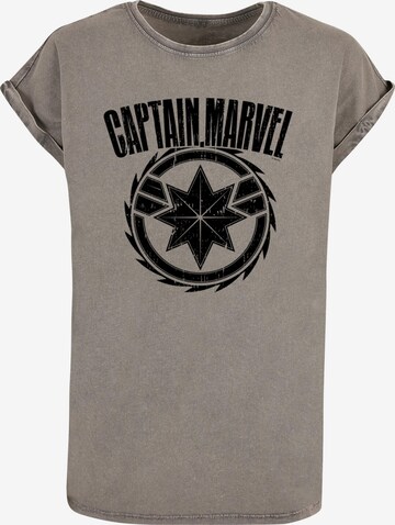 ABSOLUTE CULT Shirt 'Captain Marvel - Blade Emblem' in Grijs: voorkant