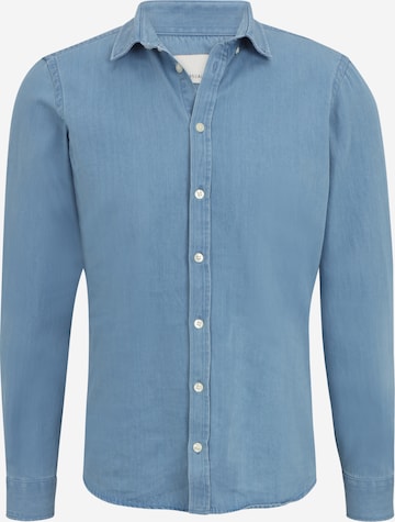 Casual Friday جينز مضبوط قميص 'Anton' بلون أزرق: الأمام