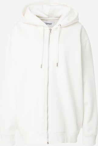 ESPRIT - Sudadera con cremallera en blanco: frente