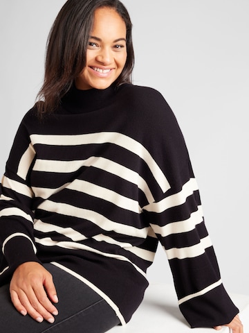 Vero Moda Curve Sweater 'HAPPINESS' in Black