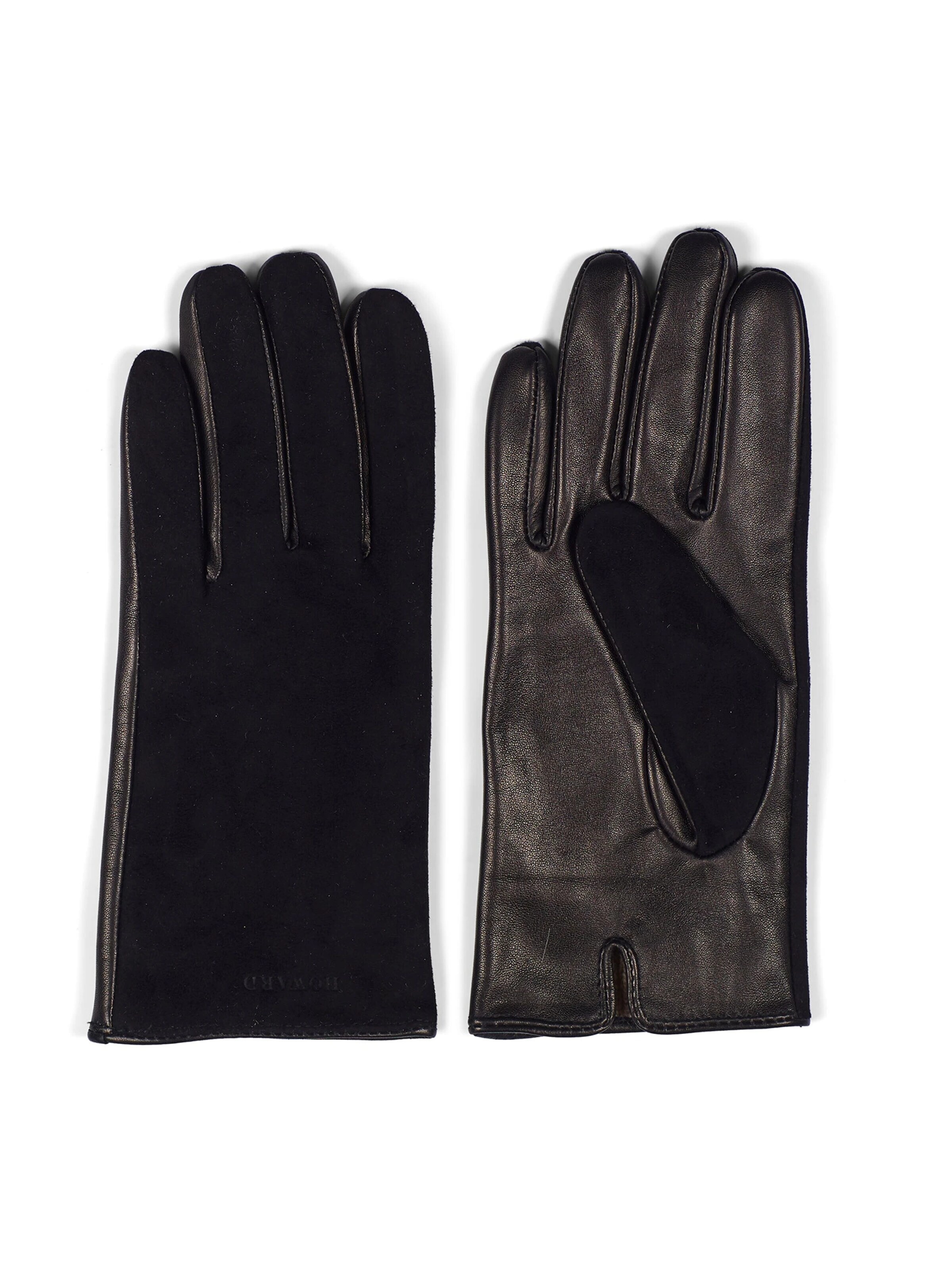 Howard London Full finger gloves 'Women's Leather Gloves Luna Black' in Brown: front
