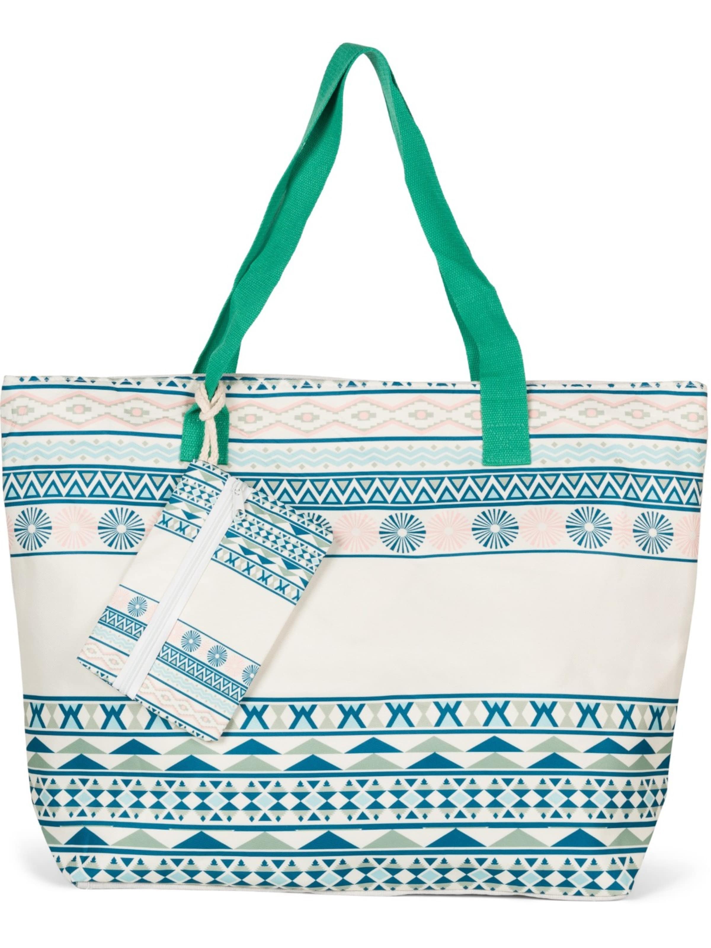 styleBREAKER Strandtasche 'Strandtasche Azteken Muster - Boho'‌‌‌ in smaragd, Produktansicht