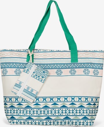 styleBREAKER Strandtasche 'Strandtasche Azteken Muster - Boho' in Grün: Vorderseite