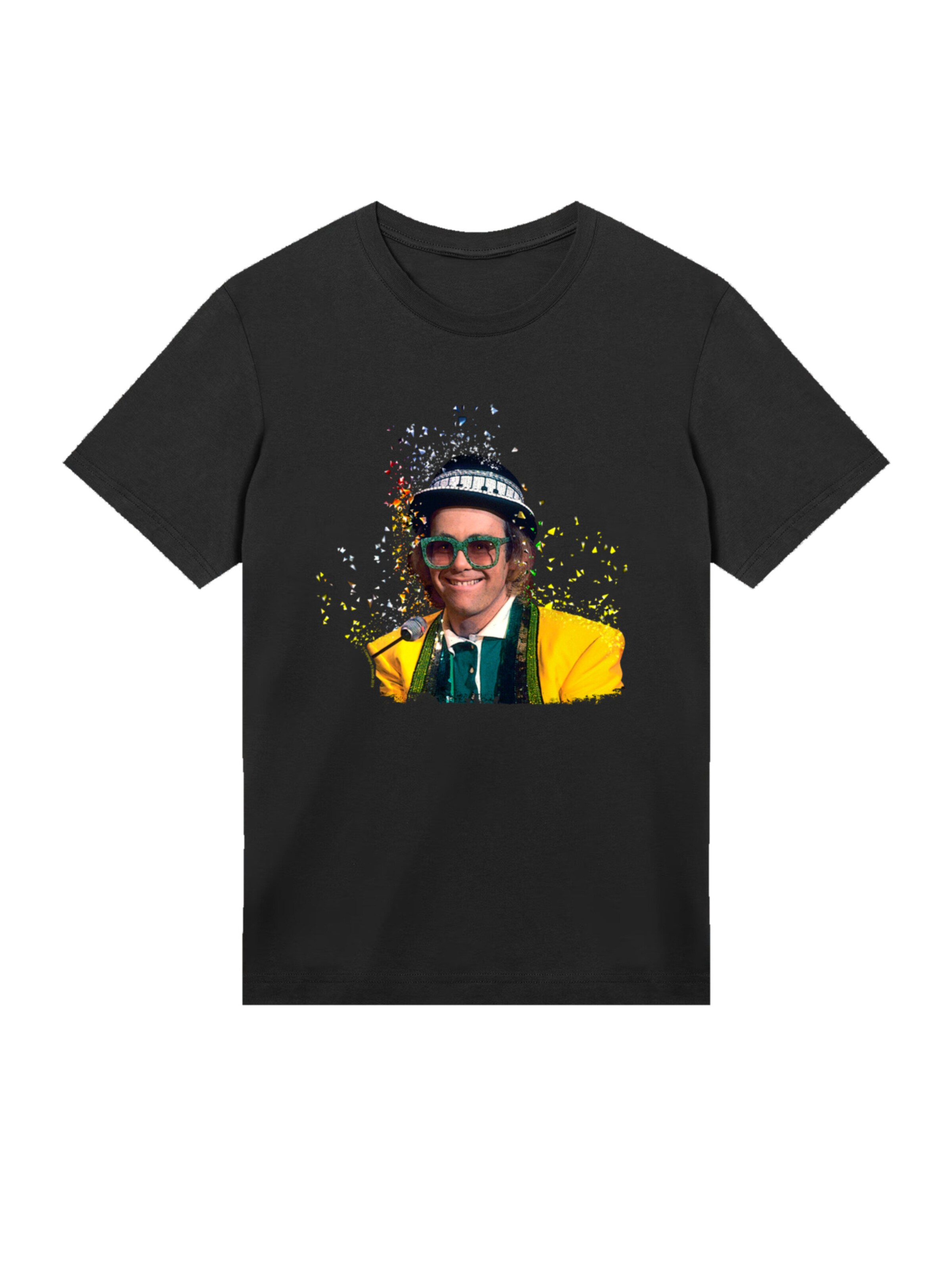 F4NT4STIC Shirt 'TV Times Elton John At The Piano 1977' in Black: front