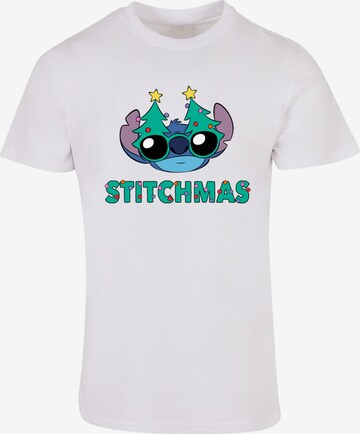 ABSOLUTE CULT Shirt 'Lilo And Stitch - Stitchmas Glasses' in White: front
