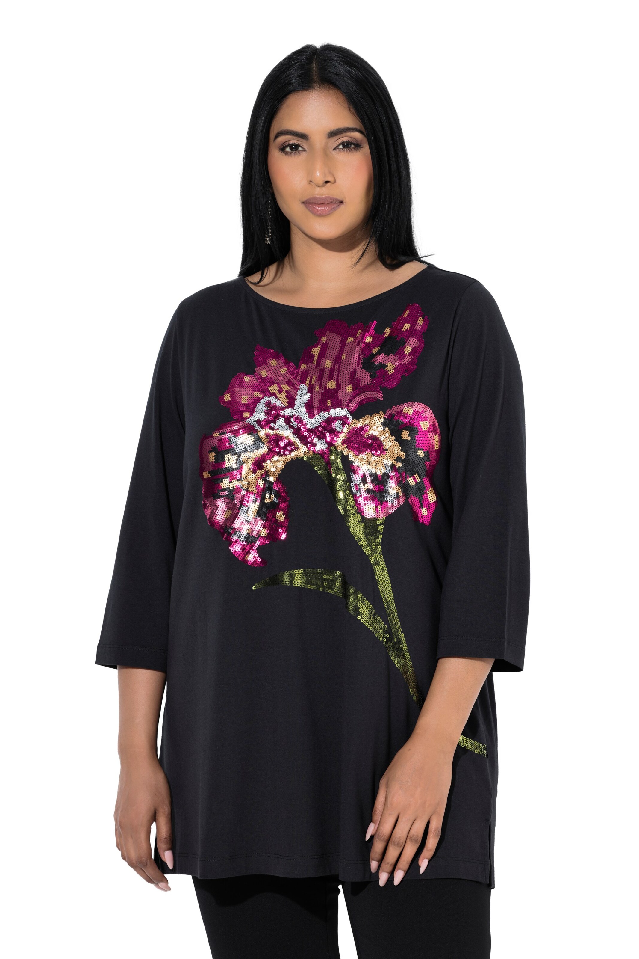 T-shirt Ulla Popken en noir : devant