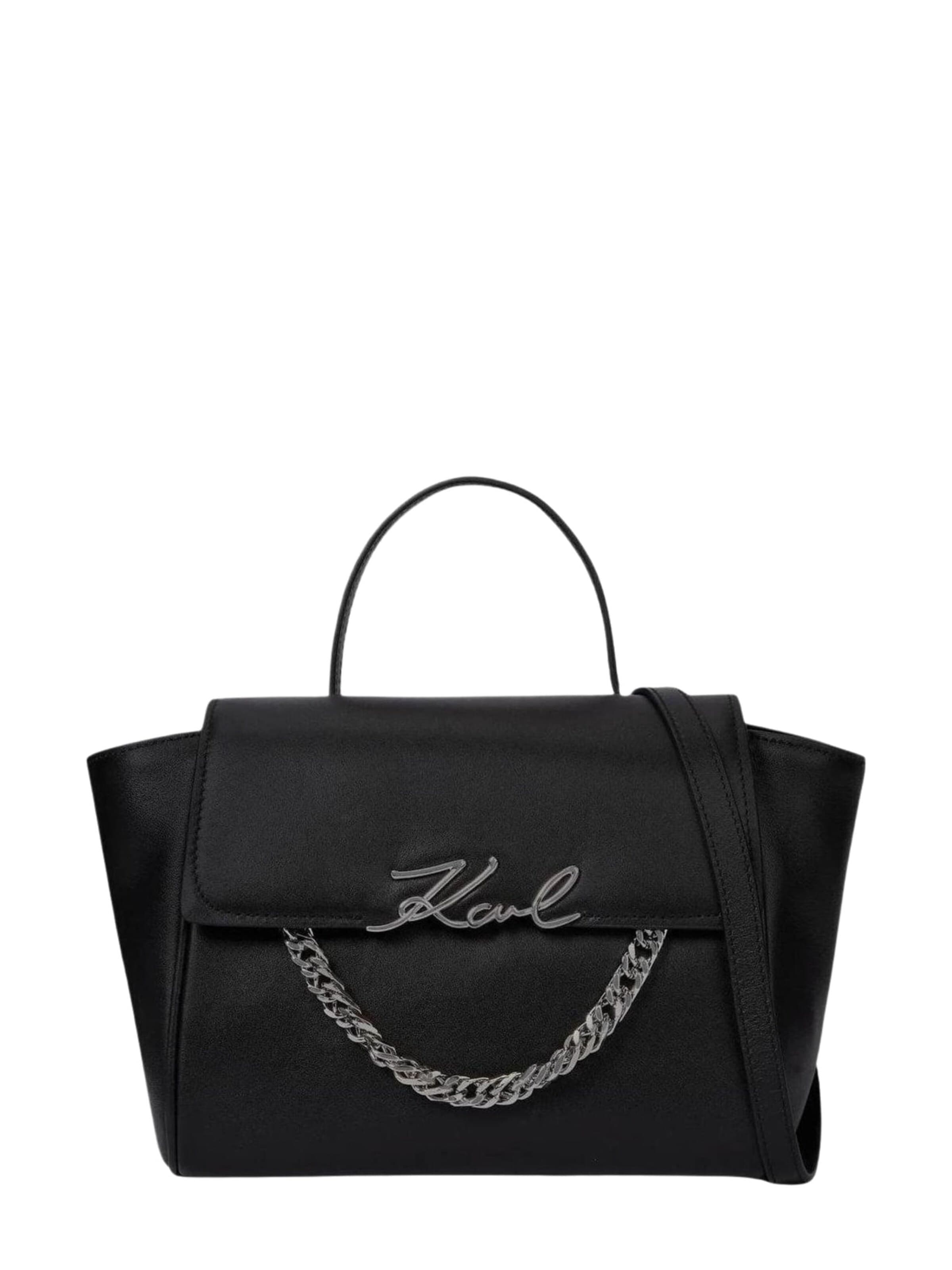 Borsa a mano 'K/Signature Small' di Karl Lagerfeld in nero: frontale