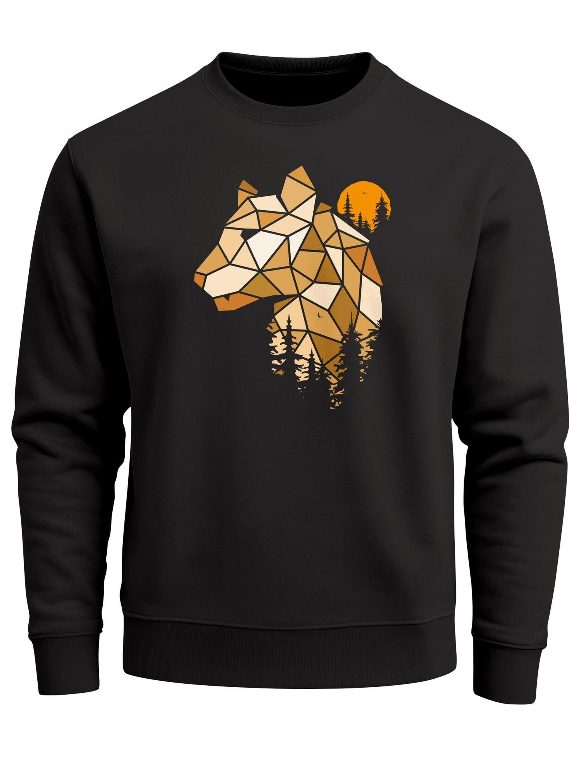 Neverless Sweatshirt 'Luchs Polygon' in Black: front