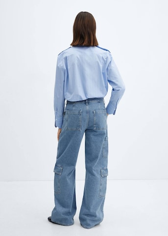 MANGO Loose fit Cargo Jeans in Blue