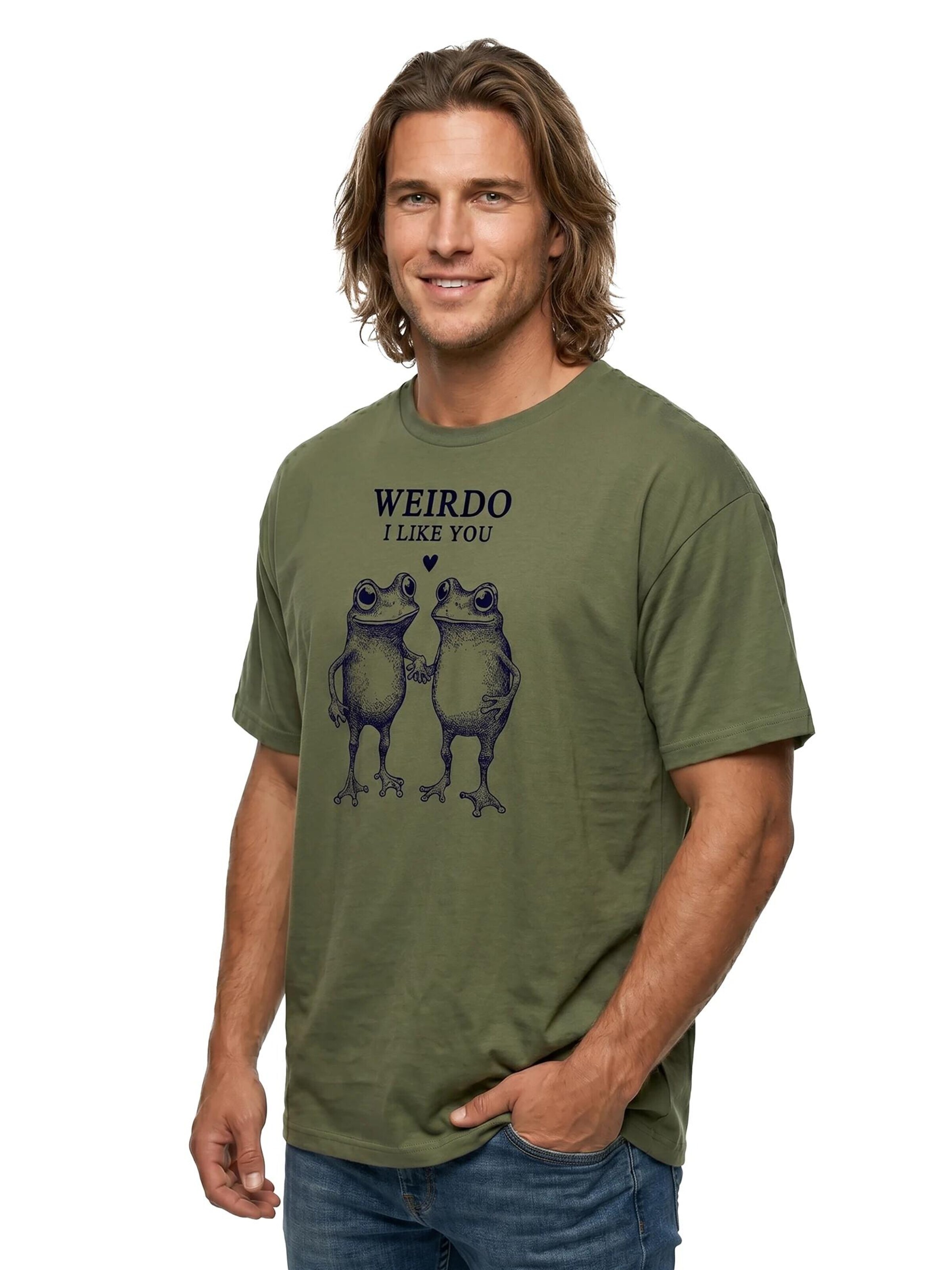 MAKAYA Shirt 'Weirdo Frosch' in Green