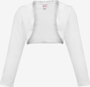 La V Bodywarmer 'Bolero met kant kraag' in Wit: voorkant