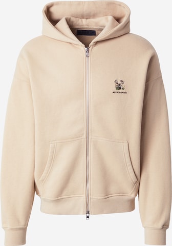 Hanorac de la Abercrombie & Fitch pe gri: față