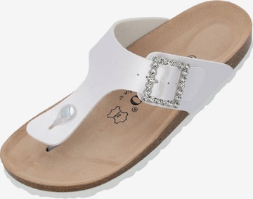 Palado by Sila Sahin T-Bar Sandals 'Kos SQ' in White: front
