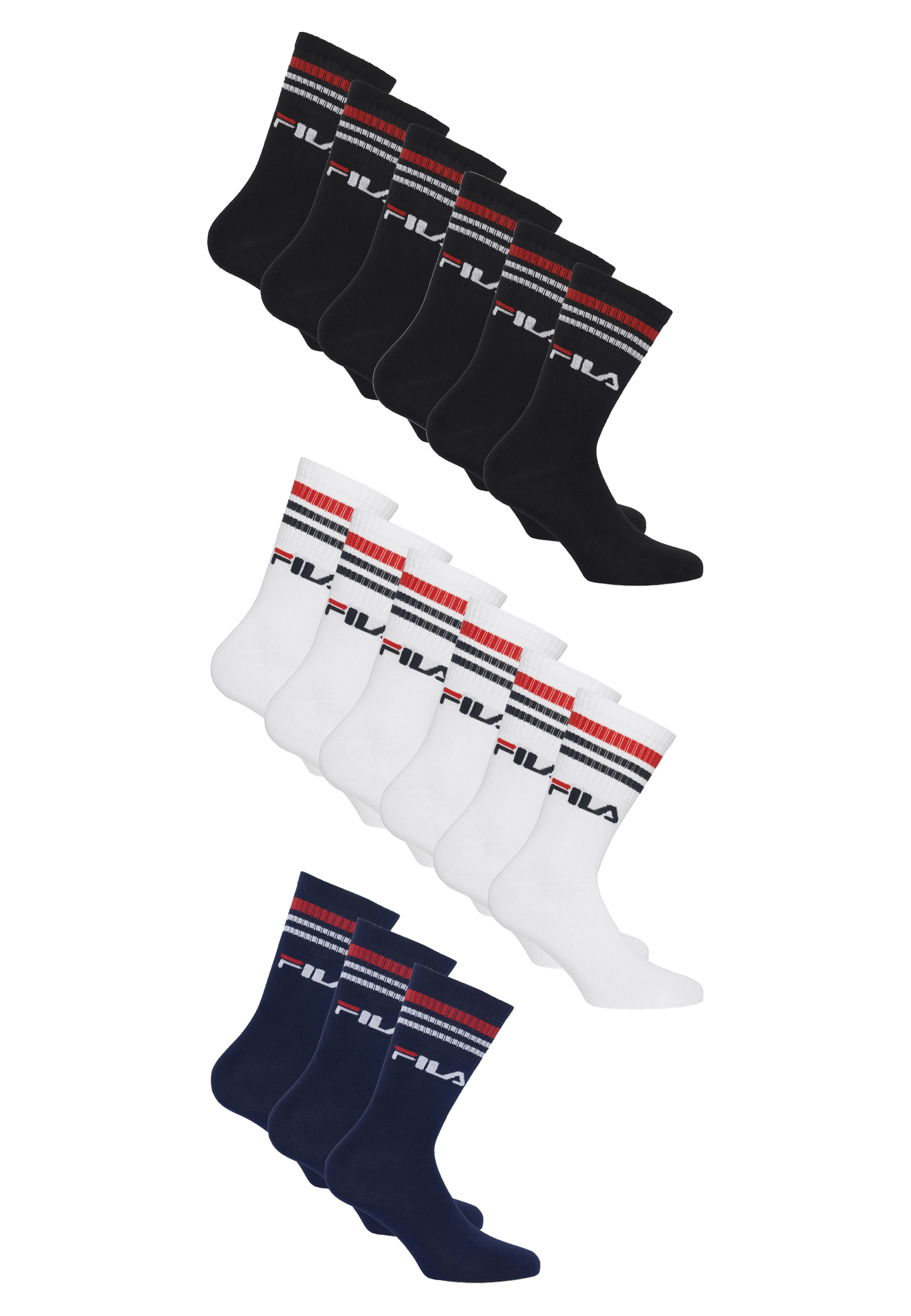 FILA Socken in 39-42 in navy / schwarz / weiß, Produktansicht