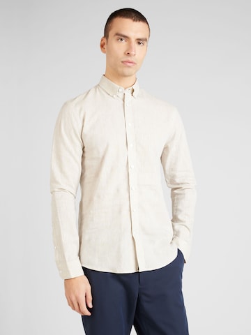 Coupe regular Chemise Lindbergh en beige : devant