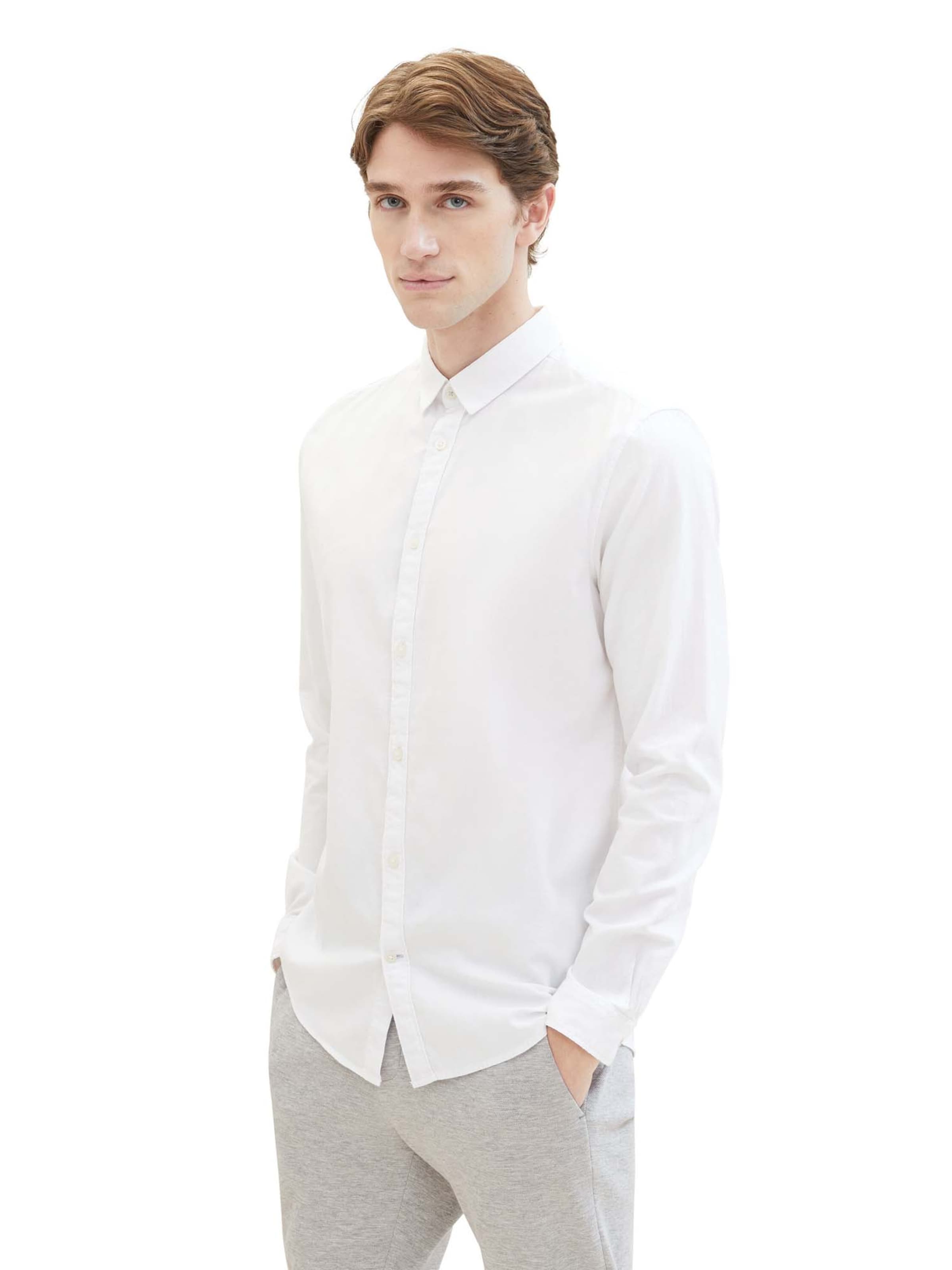 TOM TAILOR Slim fit Button Up Shirt in White: front