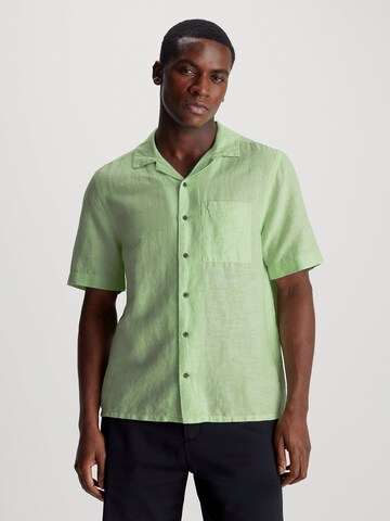 Calvin Klein Regular fit Button Up Shirt in Green: front