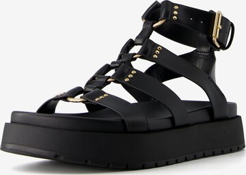 Bershka Strap Sandals in Black: front