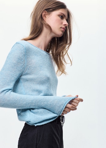 MANGO Set: Pullover und Schal 'LILI' in Blau