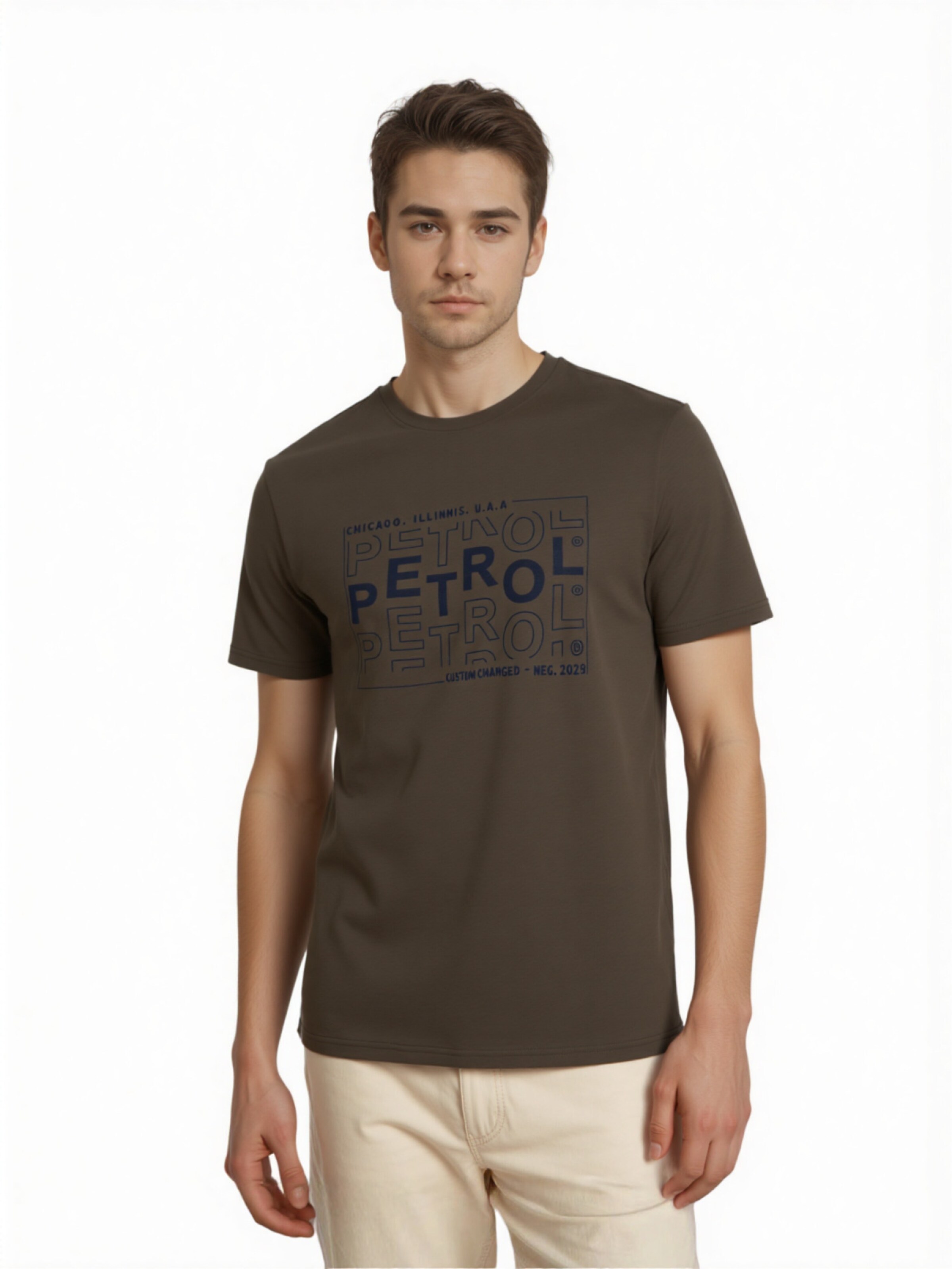T-Shirt Petrol Industries en gris : devant