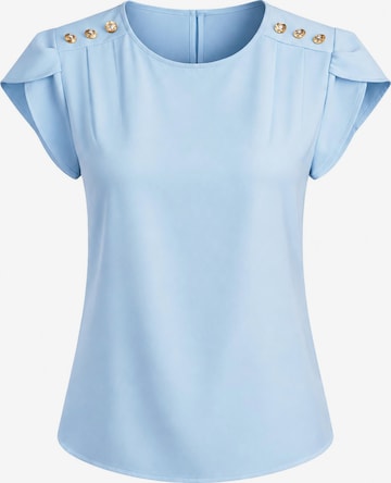 Chemisier 'Short Sleeve Blouse with Decorative Shoulder Buttons' REGINA FASHION en bleu : devant
