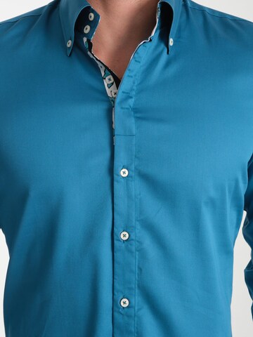 Slim fit Camicia business 'Roma Satin Man Shirt Green' di 7Camicie in verde