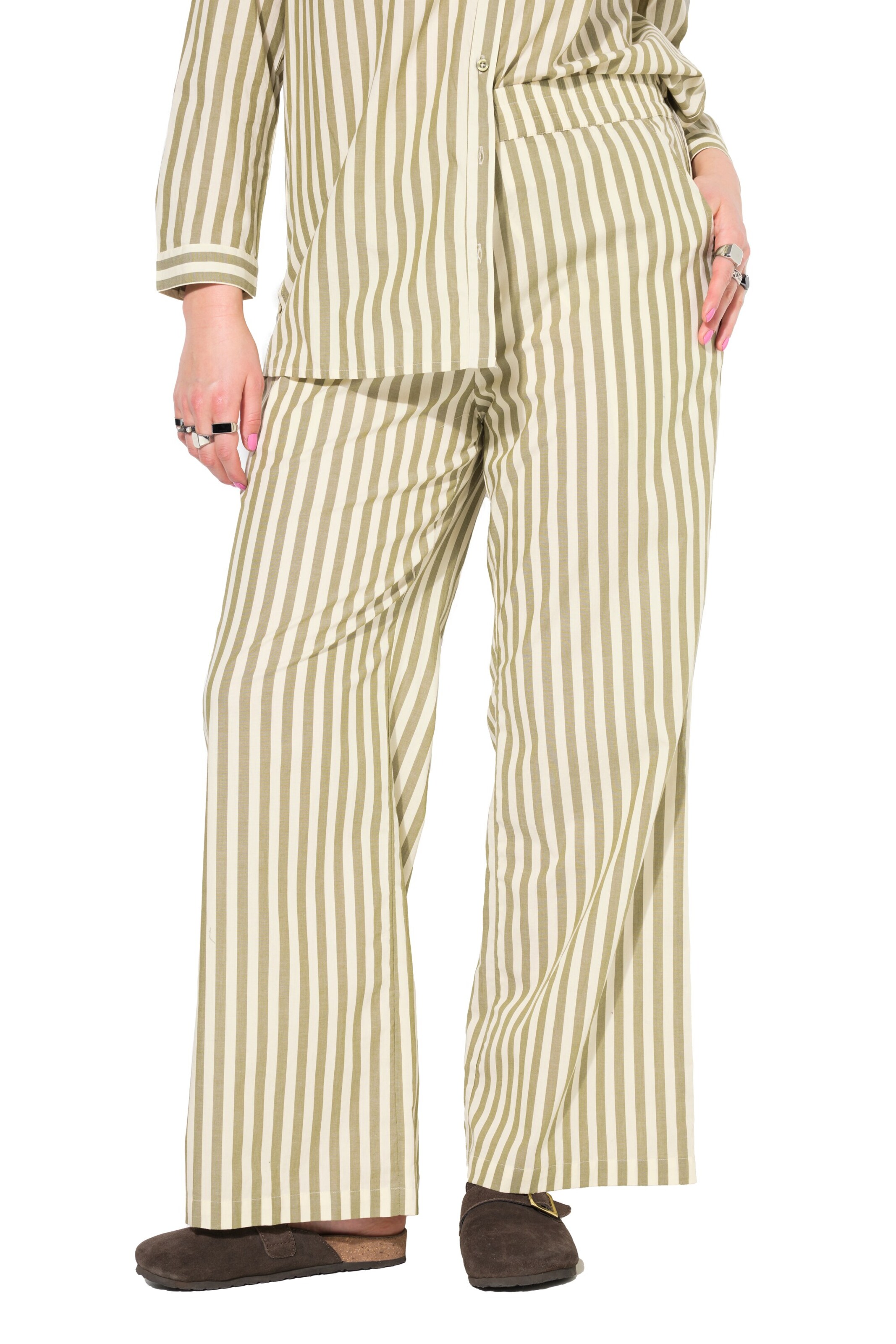 Studio Untold Wide leg Broek in Geel: voorkant