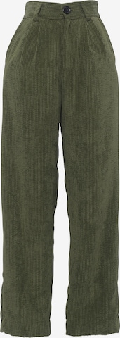 FRESHLIONS Wide leg Pleat-Front Pants 'Alma' in Green: front