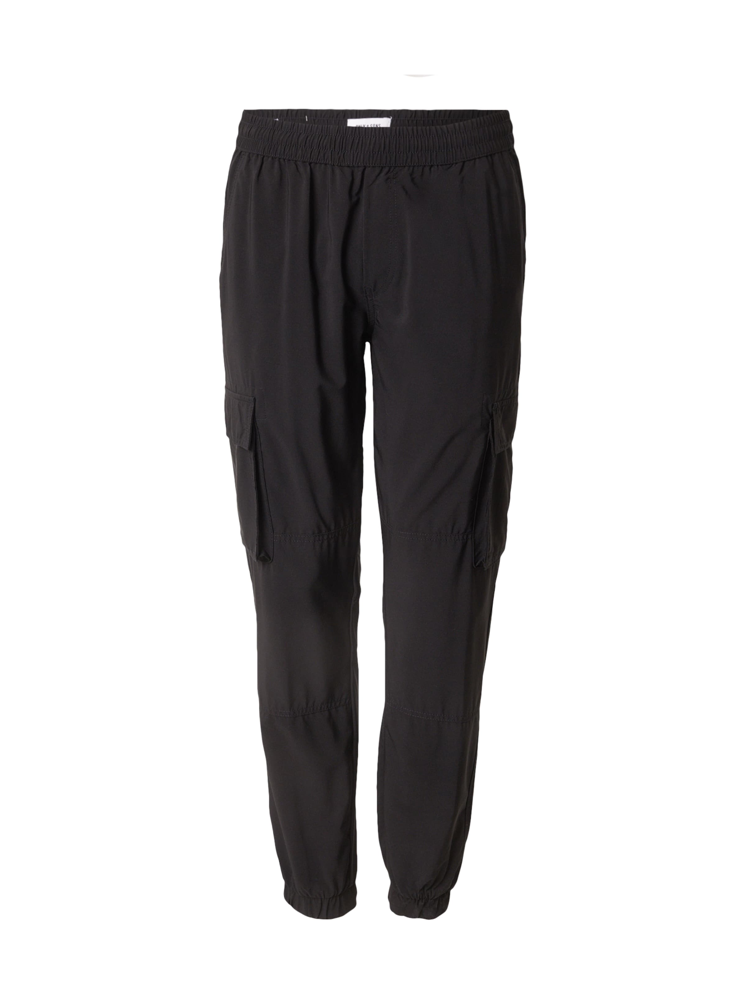 Only & Sons Tapered Cargo trousers 'ONScam' in Black: front