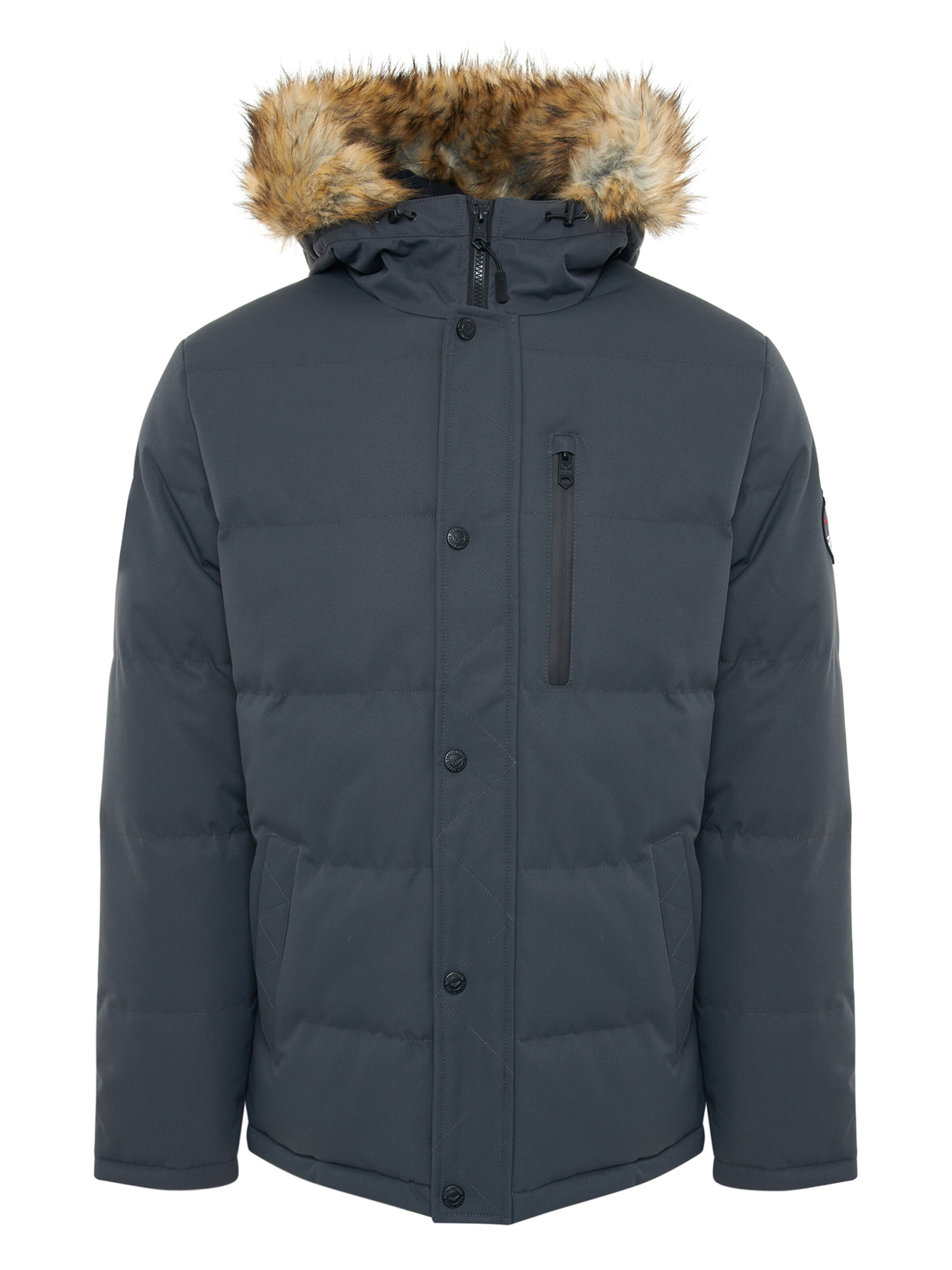 Threadbare Winterjacke 'Arnwood' in Grau: Vorderseite