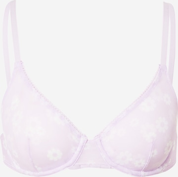 Monki T-shirt Bra in Purple: front