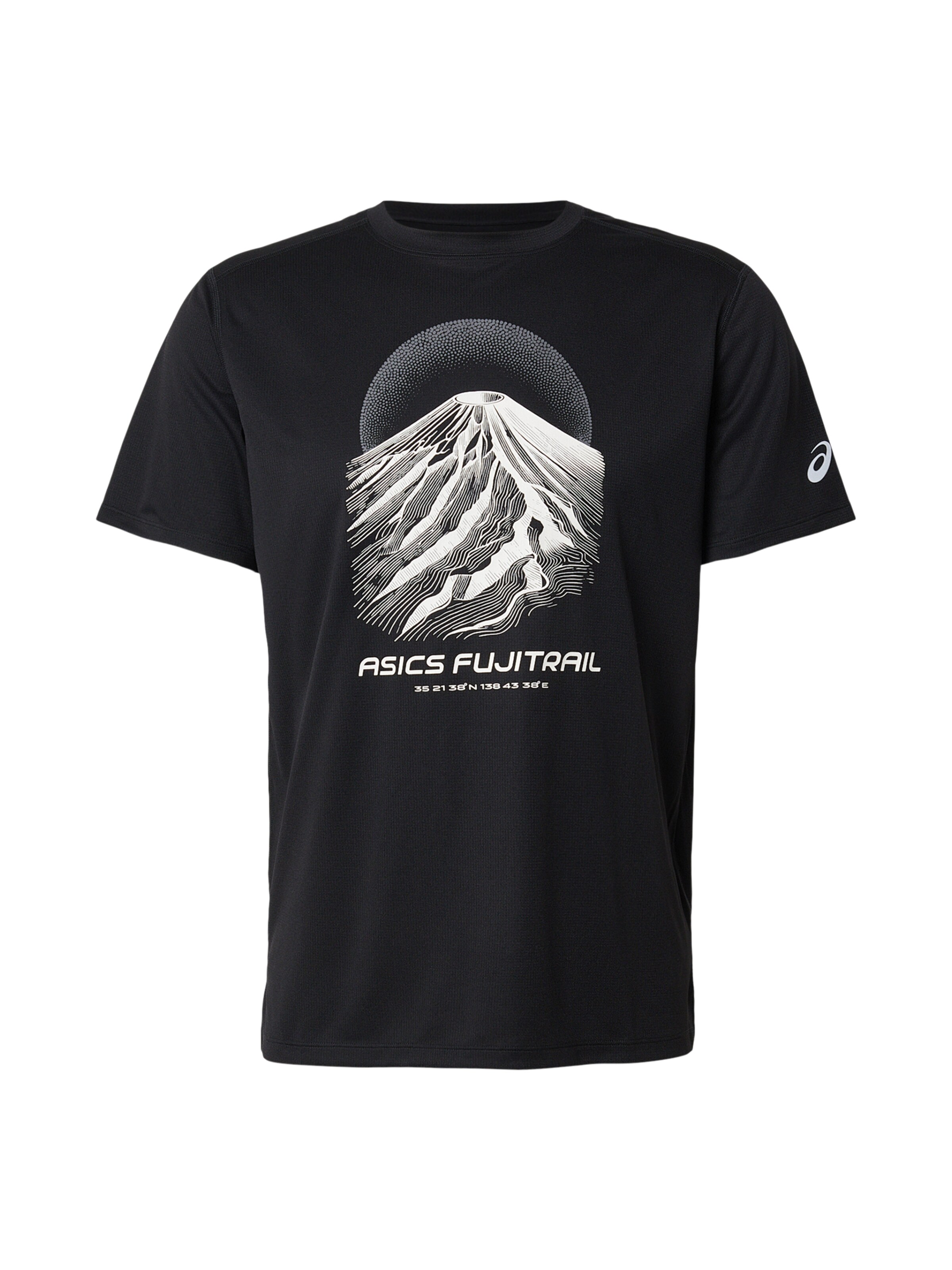Tricou funcțional 'FUJITRAIL' de la ASICS pe negru: față