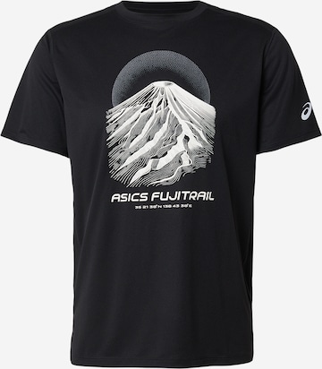Tricou funcțional 'FUJITRAIL' de la ASICS pe negru: față