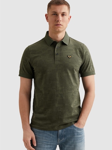 PME Legend T-shirt 'Polo shirt with allover jacquard pattern' i grön: framsida