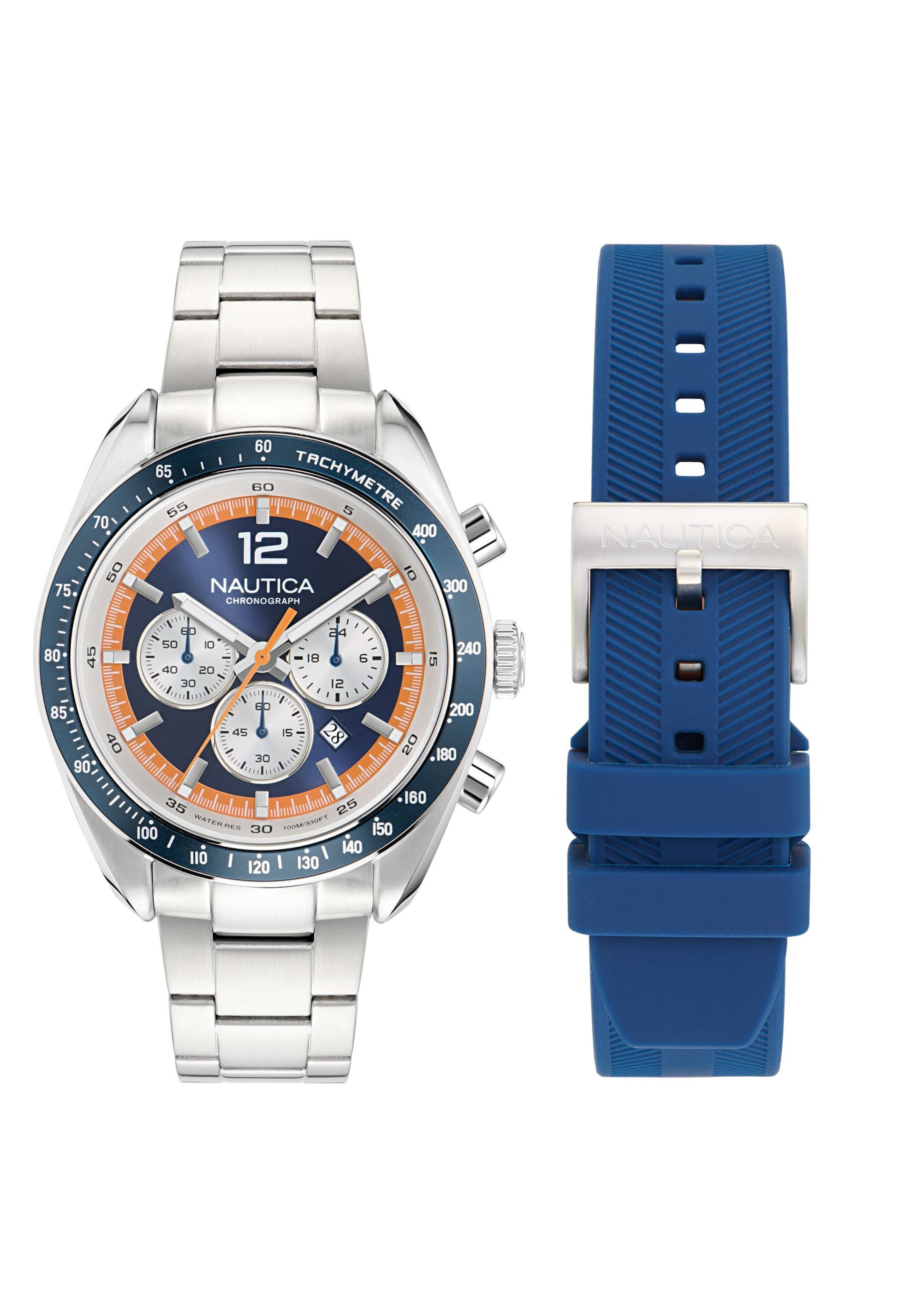 Montre à affichage analogique NAUTICA en argent : devant