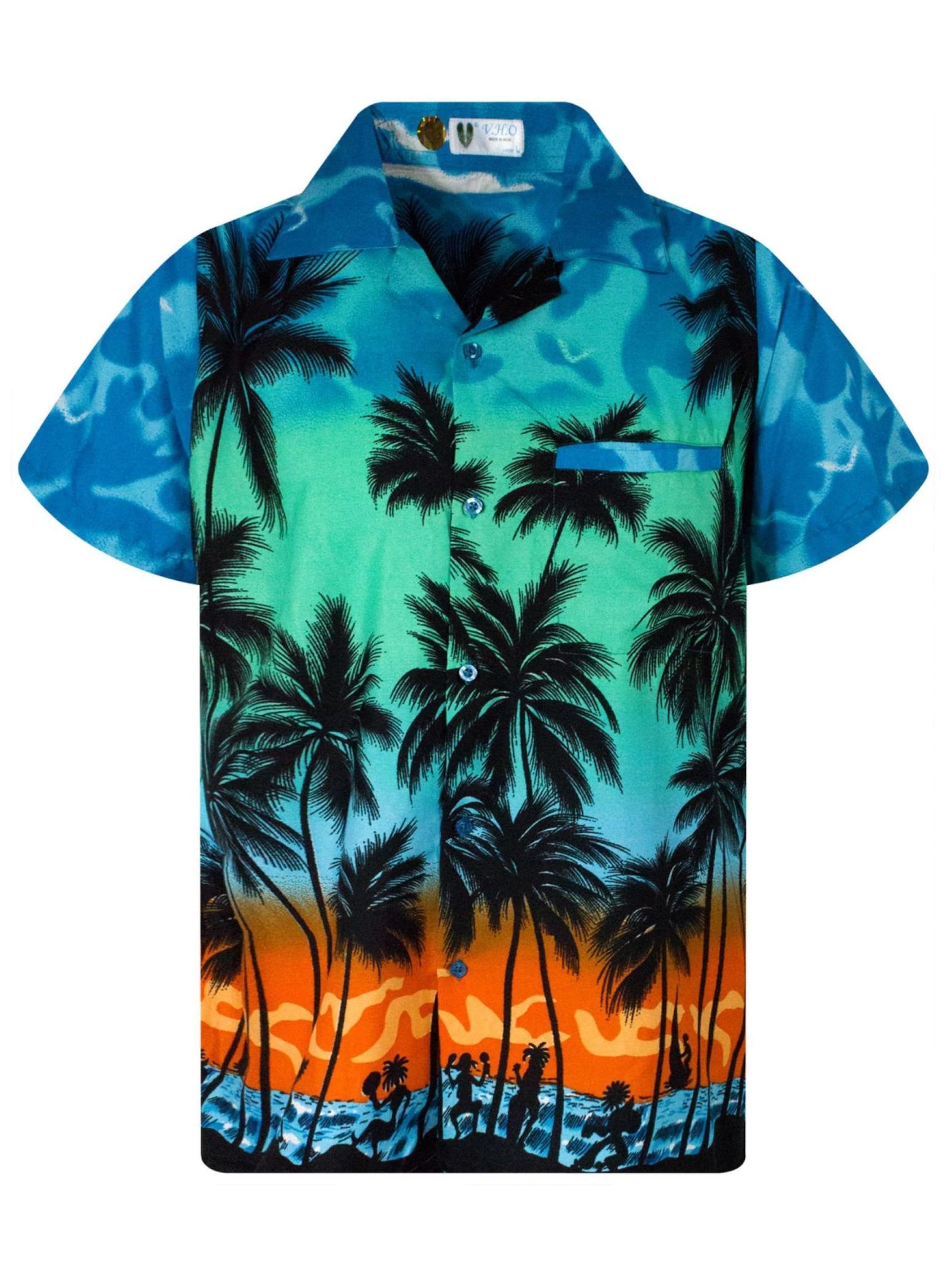 King Kameha Shirt 'Beach Eclectic'‌‌‌‌‌ in Blau: Vorderseite